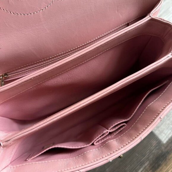Authentic CHANEL Trendy Chevron Lambskin Quilted Dual Handle Flap Bag Pink Tote - Picture 9 of 11